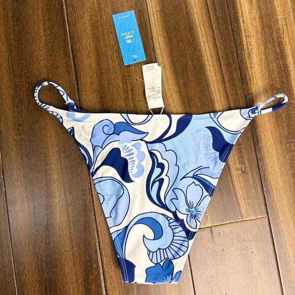 NWT Cupshe Trippy Blossoms Floral Swirl Bikini Bottom size L blue Art - Picture 6 of 8